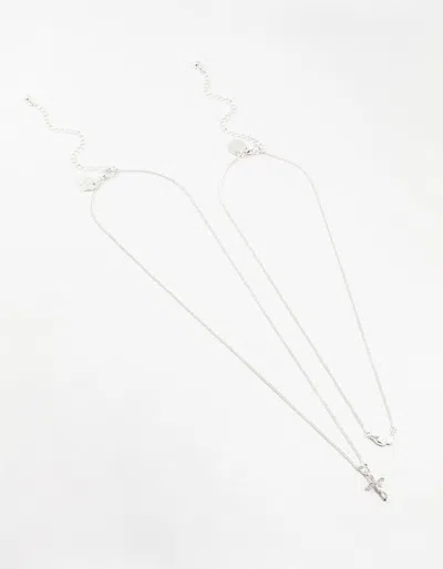 Lovisa Silver Plated Wing & Diamante Cross Necklace