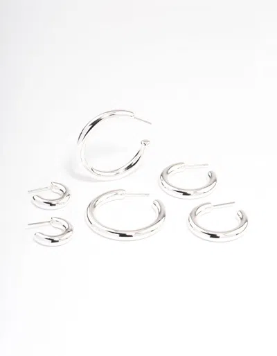 Lovisa Silver Puffy Mixed Hoop Earrings 3-pack