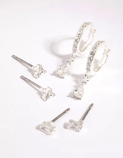 Lovisa Silver Stack Pack Earrings With Cubic Zirconia