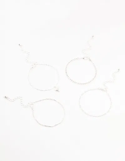 Lovisa Silver Star Drop Heart Bracelets 4-pack
