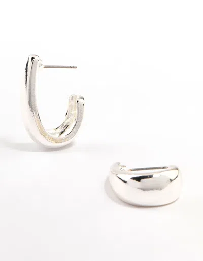 Lovisa Silver Stretched Rectangular Hoop Earrings