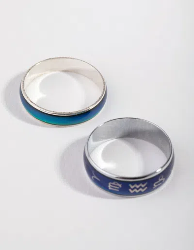 Lovisa Silver Symbol Mood Ring Set In Blue