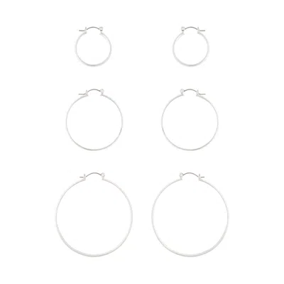 Lovisa Silver Thick Hoop Gradual Earrings Trio