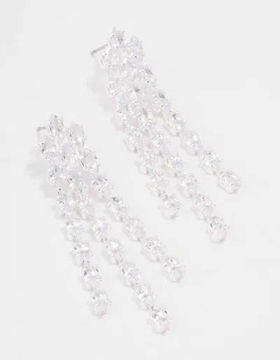 Lovisa Silver Triple Layer Cubic Zirconia Cupchain Drop Earrings