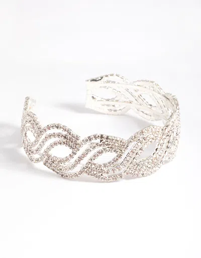 Lovisa Silver Twist Petal Diamante Cuff Bracelet
