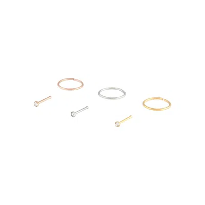 Lovisa Small Diamante Pin Nose Ring 6 Pack In Gold