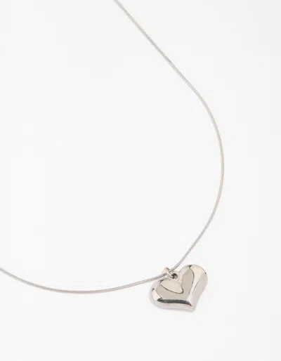 Lovisa Stainless Steel Classic Puff Heart Necklace In Silver