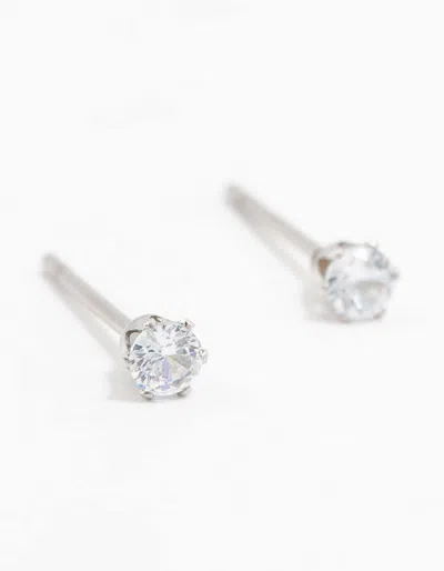 Lovisa Stainless Steel Cubic Zirconia Stud Earrings 3 Mm In Silver