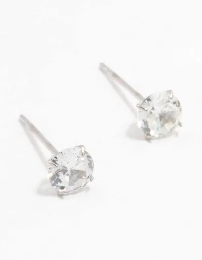 Lovisa Stainless Steel Cubic Zirconia Stud Earrings 5 Mm In Silver