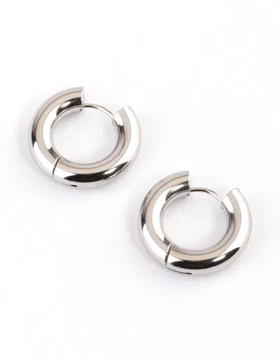 Lovisa Stainless Steel Thick Everyday Huggie Hoop Earrings In Silver