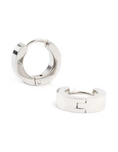 Lovisa Stainless Steel Wide Huggie Earrings In Silver
