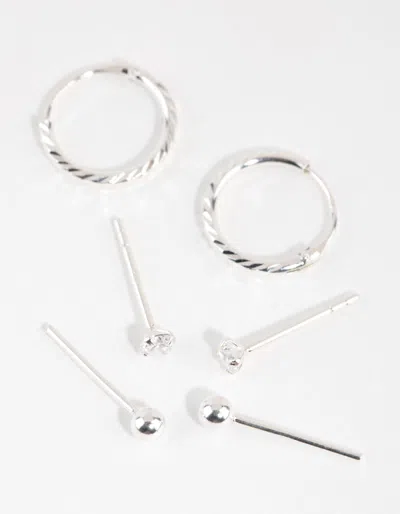 Lovisa Sterling Silver Ball Diamante Stud And Hoop Earring Pack