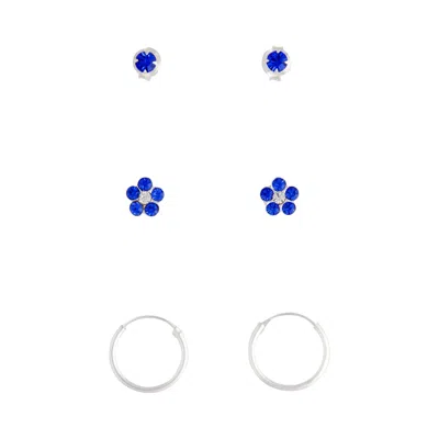 Lovisa Sterling Silver Blue Stud, Flower And Hoop Pack