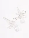 Lovisa Sterling Silver Bow & Pear Drop Earrings In Silver