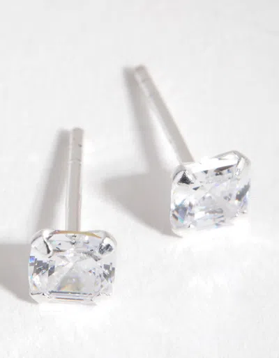Lovisa Sterling Silver Cubic Zirconia 3/4 Carat Asscher Stud Earrings