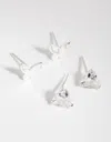 Lovisa Sterling Silver Cubic Zirconia Butterfly 2-pack Stud Earring In Silver
