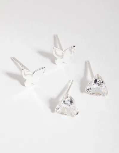 Lovisa Sterling Silver Cubic Zirconia Butterfly 2-pack Stud Earring