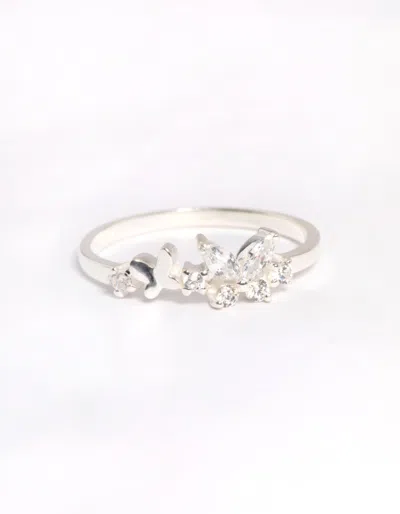 Lovisa Sterling Silver Cubic Zirconia Butterfly Ring In Multi