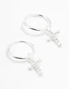 Lovisa Sterling Silver Cubic Zirconia Cross Hoop Earrings Premium 925 Sterling Silver Hypoallergenic Timele In Multi