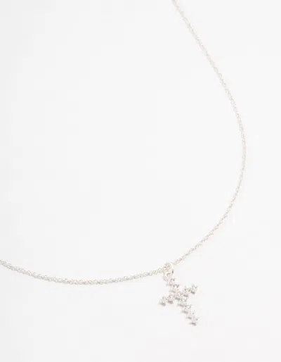 Lovisa Sterling Silver Cubic Zirconia Cross Necklace