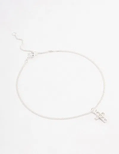 Lovisa Sterling Silver Cubic Zirconia Cross Pendant Bracelet