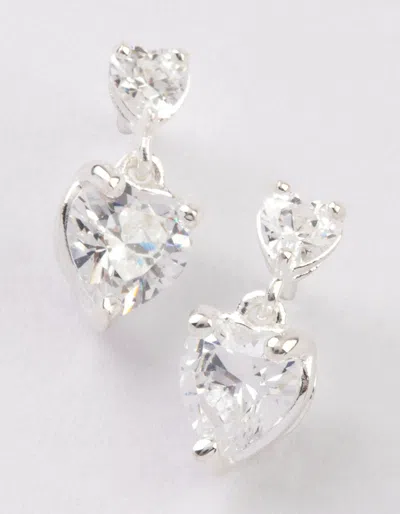 Lovisa Sterling Silver Cubic Zirconia Heart Stud & Drop Earrings