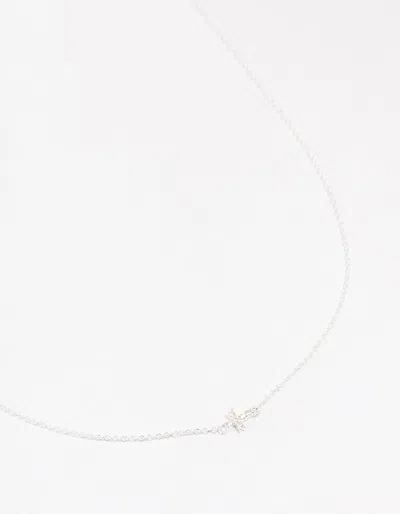 Lovisa Sterling Silver Cubic Zirconia Mini Cross Pendant Necklace