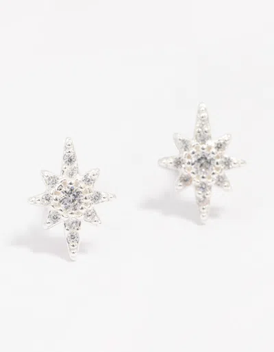 Lovisa Sterling Silver Cubic Zirconia Mini Star Stud Earrings In Transparent