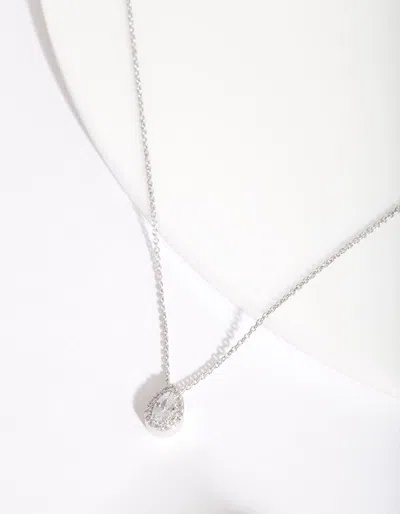 Lovisa Sterling Silver Cubic Zirconia Pear Halo Necklace