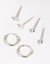 Lovisa Sterling Silver Diamante Stud And Hoop Earring Pack In Silver