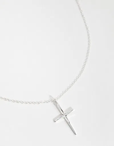 Lovisa Sterling Silver Diamond Cut Cross Necklace