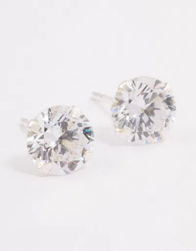Lovisa Sterling Silver Double Cubic Zirconia Stud Earrings In Metallic
