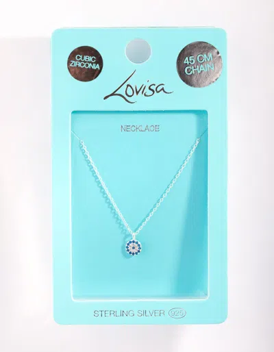 Lovisa Sterling Silver Evil Eye Disc Necklace In Blue