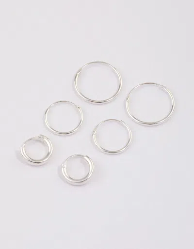 Lovisa Sterling Silver Mixed Thick Hoop Earrings Pack