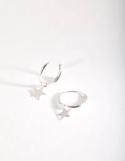 Lovisa Sterling Silver Plain Star Dangle Hoop Earrings
