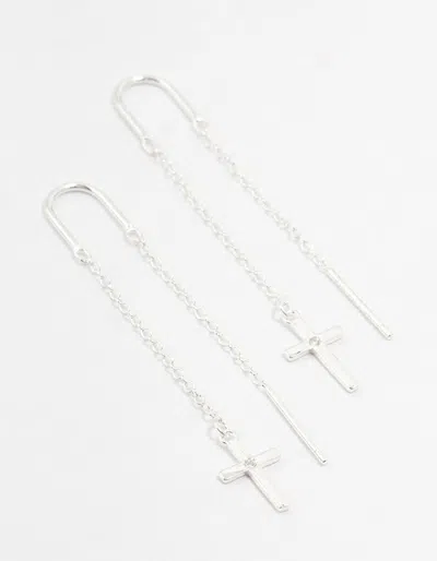Lovisa Sterling Silver Thread Through Cross Drop Earrings