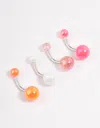 Lovisa Surgical Steel Acrylic Belly Ring 4-pack In Multi