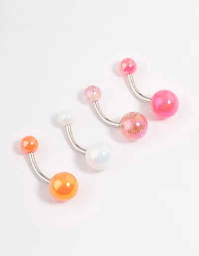 Lovisa Surgical Steel Acrylic Belly Ring 4-pack In Multi