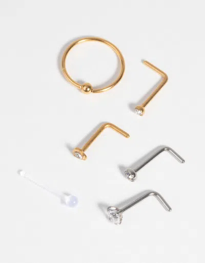 Lovisa Surgical Steel And Silicone Nose Stud And Ring Pack In Multi