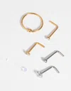 Lovisa Surgical Steel And Silicone Nose Stud And Ring Pack In Silver
