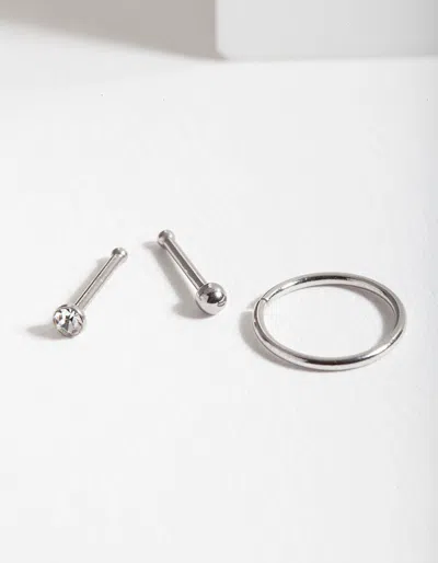 Lovisa Surgical Steel Ball Diamante Nose Jewellery Pack In Multi