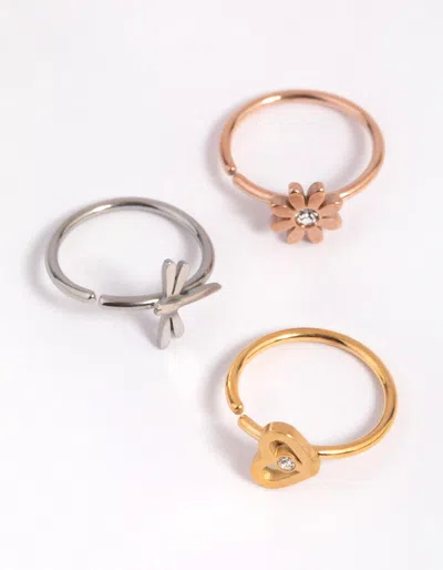 Lovisa Surgical Steel Charm Nose Ring Pack In Multi