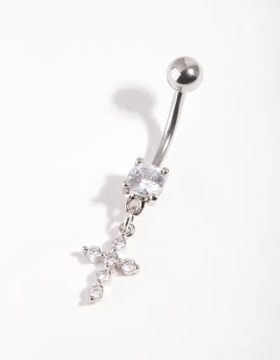 Lovisa Surgical Steel Cubic Zirconia Belly Bar In Multi