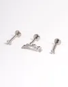 Lovisa Surgical Steel Cubic Zirconia Crawler Flatback 3-pack In Silver