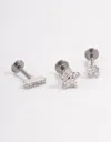 Lovisa Surgical Steel Cubic Zirconia Floral Flatback 3-pack In Multi