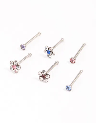 Lovisa Surgical Steel Cubic Zirconia Floral Nose Stud 6-pack