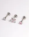 Lovisa Surgical Steel Cubic Zirconia Marquise Flower Flatback 3-pack In Multi
