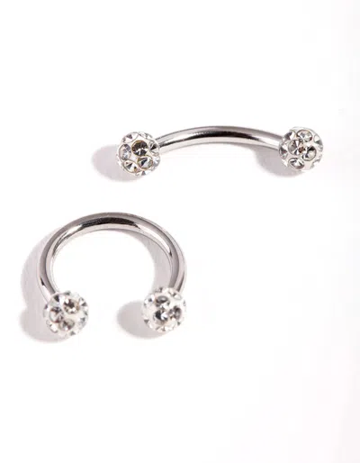 Lovisa Surgical Steel Diamante Horseshoe Barbell 2 Pack In Multi