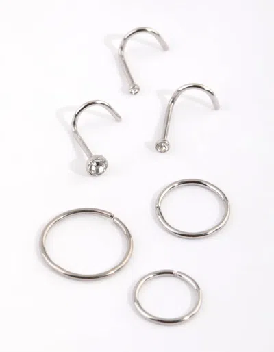Lovisa Surgical Steel Diamante Nose Stud Pack In Multi