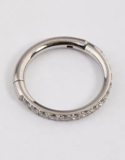 Lovisa Surgical Steel Fine Pave Band Clicker Ring In Silver